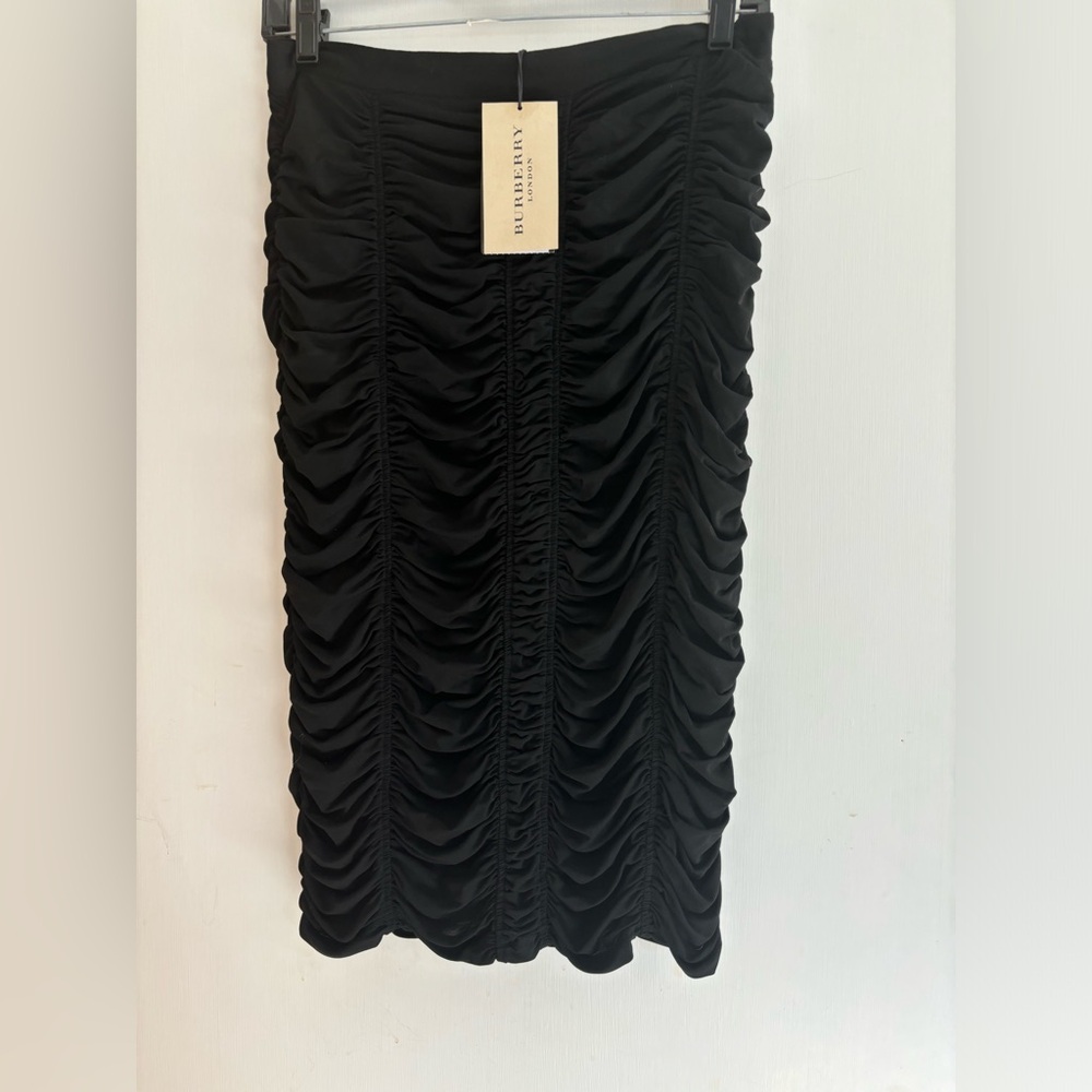 NWT Burberry London Ruched Skirt Black US 8 IT 42